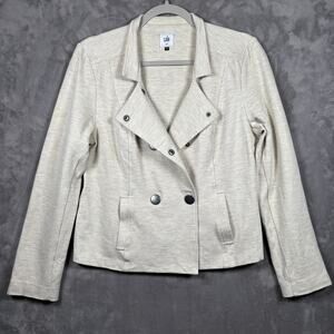 Cabi Beige Knit Double Breasted Moto Jacket Women’s Medium
